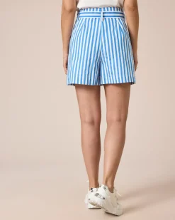 Streifen-Shorts mit Gürtel