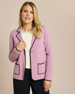 Strickblazer mit Kontrasteinfassung