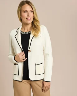 Strickblazer mit Kontrasteinfassung