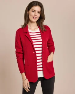 Strick-Blazer mit Wollanteil mercerisiert