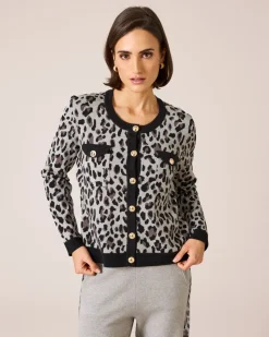 Strickcardigan mit Leomuster