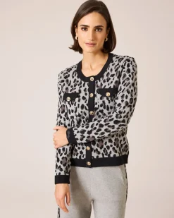 Strickcardigan mit Leomuster