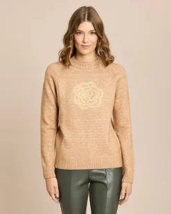 Strickpullover mit Blumenstickerei