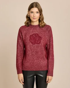 Strickpullover mit Blumenstickerei
