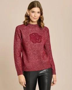 Strickpullover mit Blumenstickerei