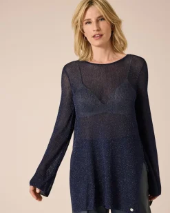 Strickshirt mit Metallgarn