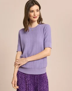 Strukturierter Kurzarm Pullover