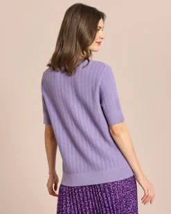 Strukturierter Kurzarm Pullover
