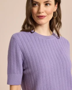 Strukturierter Kurzarm Pullover