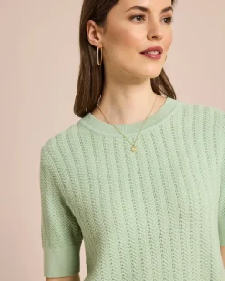 Strukturierter Kurzarm Pullover