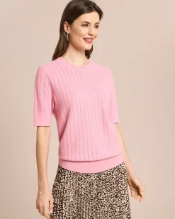 Strukturierter Kurzarm Pullover
