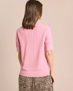 Strukturierter Kurzarm Pullover
