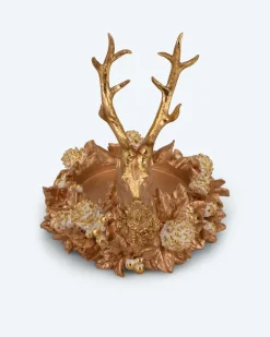 Stumpenkerzenhalter im Hirschdesign, flach