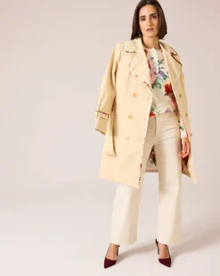 Trenchcoat mit floralen Kanten