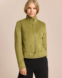 Velourlederimitat Jacke, Oesenbesatz
