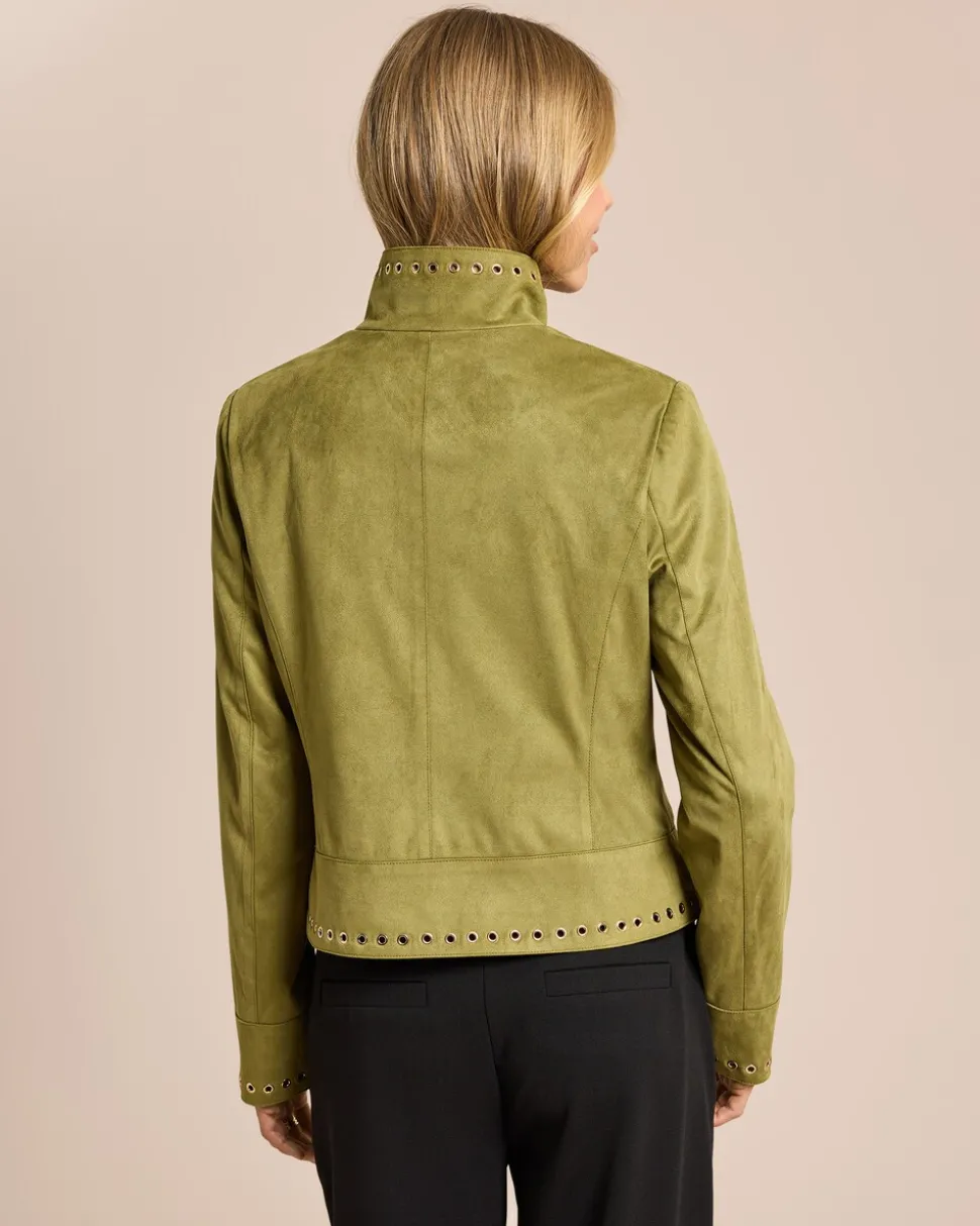 Velourlederimitat Jacke, Oesenbesatz