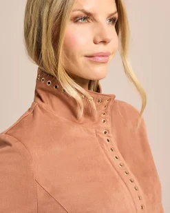 Velourlederimitat Jacke, Oesenbesatz