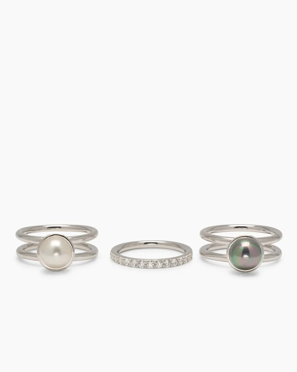 Verwandlungsring 3er Set mit MK-Perle 8 mm und Zirkonia