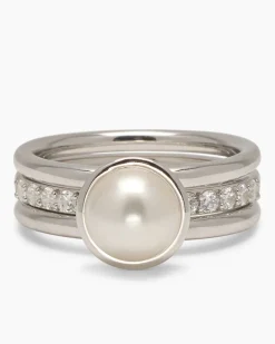 Verwandlungsring 3er Set mit MK-Perle 8 mm und Zirkonia