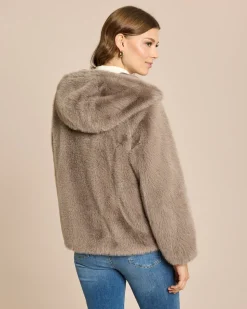 Webpelzjacke mit Kapuze