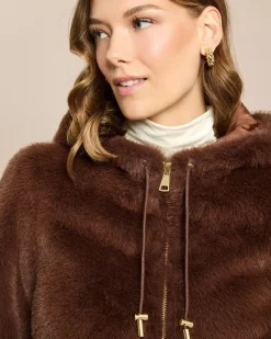 Webpelzjacke mit Kapuze
