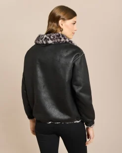 Wendejacke Leder/Pelzimitat