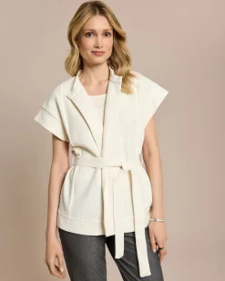 Weste in Ottoman Jersey mit Bindegürtel