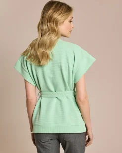 Weste in Ottoman Jersey mit Bindegürtel